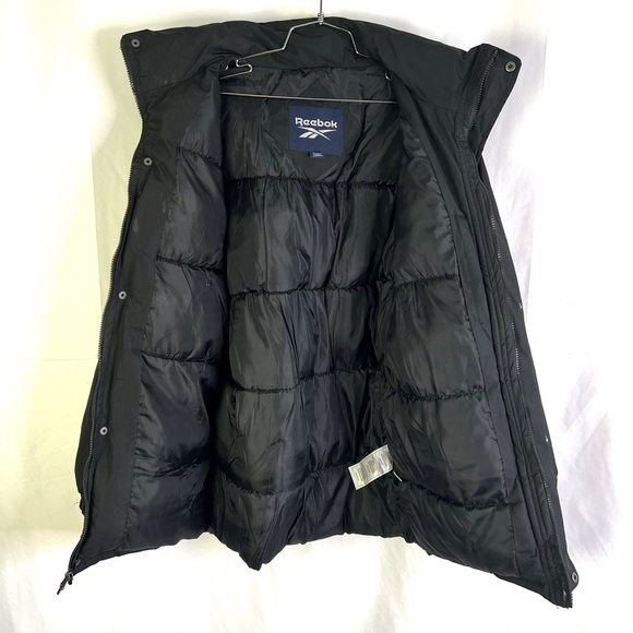 REEBOOK BLACK  PUFFER COAT WINTER BLACK COAT FRONT UNISEX MEN SIZE SMALL - Picture 6 of 14